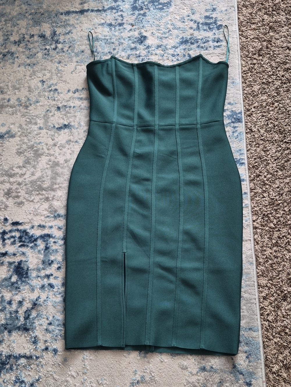 Fashion Nova Teal Strapless Bodycon Dress